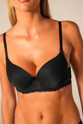 Doğan Black Patterned Unassisted Underwire Bra Set