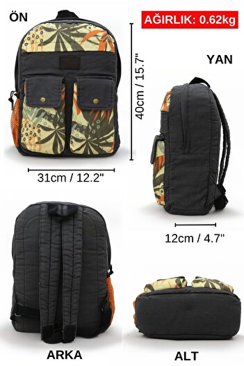 Old Cotton 7224 Anthracite - 15.6 inch Laptop Daily Notebook Cotton Canvas Fabric Bag