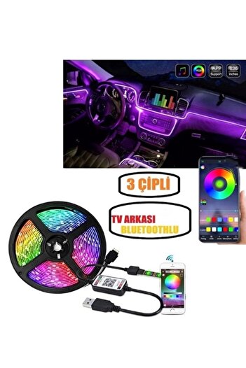 gaman Bluetooth USB OTO Torpido LEDi Sıkıştırmalı Telefondan kontrollü Aydınlatma 3 Metre Sese Duyarlı Led