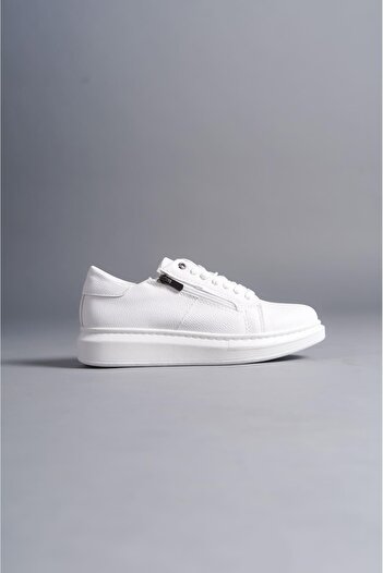 Aymood SLW155 Impact Bağcıklı ve Fermuarlı Cilt Erkek Günlük Sneaker Ayakkabı BT Beyaz