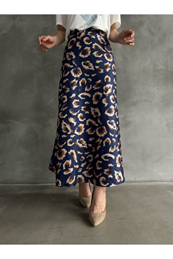 Fiori Luxury Quality Maxi Length Long Satin Skirt with Elastic Waist