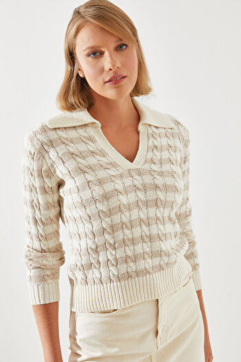 Bianco Lucci Μαλλιαρό πουλόβερ Polo Neck - 20247505