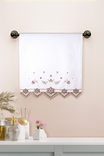 Durul Velvet Luxury Embroidered Guipure Dowry Hand Towels Pack of 6
