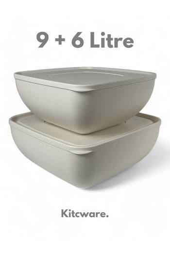 Kitcware Storage Container, Flour Storage Container, Dough Bowl, Large Size Storage Container, Square Bowl Set, 15 Liter