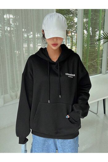 MODARİCH Star Pattern Sweatshirt - Black Printed Oversize Ribbon Hoodie