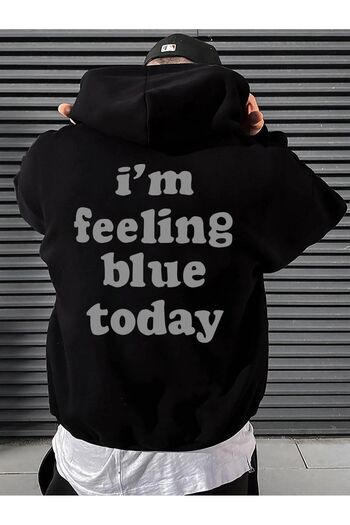 MODARİCH Feeling Blue Sweatshirt - Black Printed Oversize Ribbon Hoodie
