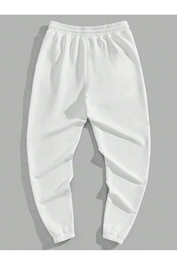 Mythologie Whale Sweatpants Jogger - White Printed Elastic Leg High Waist