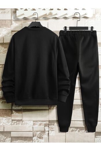 MODARİCH The Future Is Now Black Jogger Black Sweatshirt Bottom Top Tracksuit Set Oversize Crew Neck