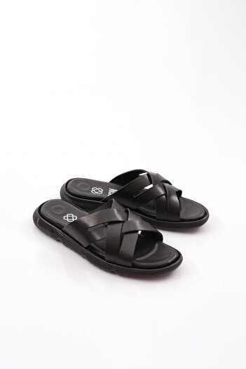 DGN 869 Men's - Genuine Leather, Double Banded Flat Sole Slippers