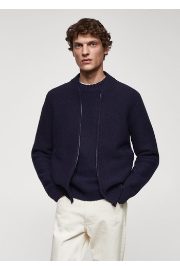 MANGO Man Knitwear Zippered Cardigan