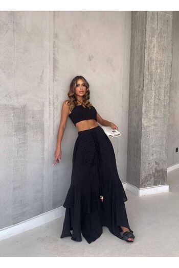 İLKCET MODA Women's Long Skirt - Embroidery Piece
