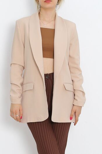 Moka Shopin Beige Blazer Jacket - Sleeve Gathered, MokaShopin - 18927.1247.