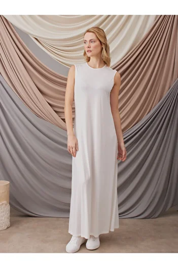 Femple Modest Ivory Colored Sleeveless Lingerie Dress - Sleeveless Dress Layer