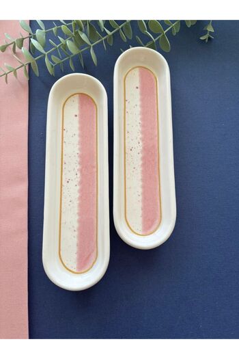 VENÜS HOME DECORATION 2 Pieces Pink Poppy Olive Pot Presentation Plate