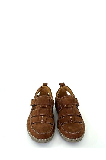 grado Hakiki Deri Erkek Sandalet, Katlanabilir Yumuşak Ortopedik Comfort, Battal Boy, Taba 1253