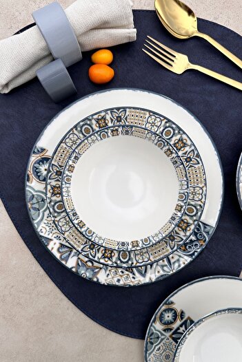 porselenden Leon 6 Kişilik 19 Cm Özel Tasarım Porselen Pasta Takımı Kahvaltılık Sunum Tabağı