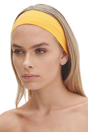 Salvia Dione Dark Green and Striped Yellow 2-Piece Combination Pilates Sports Headband Set - Men's and Women's Bandana