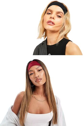 Salvia Dione Running Yoga Pilates Athlete Hair Band Set for Women and Men - 2-Piece Combo, Black and Burgundy