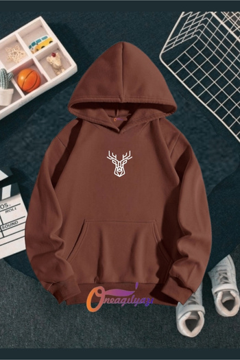 oneagılyazı Men's Sweatshirt - Deer Printed Hoddie