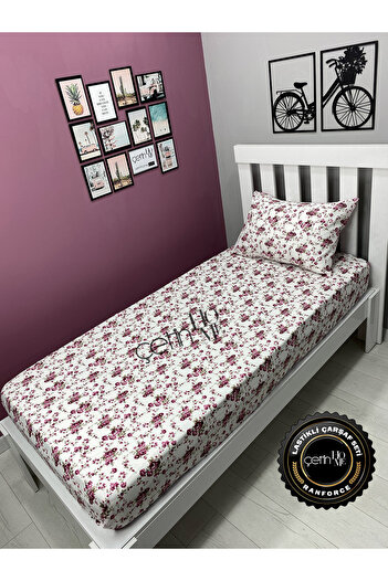 Çetinhome Fabric Fitted Sheet Set 3 Different Sizes Fuchsia Single