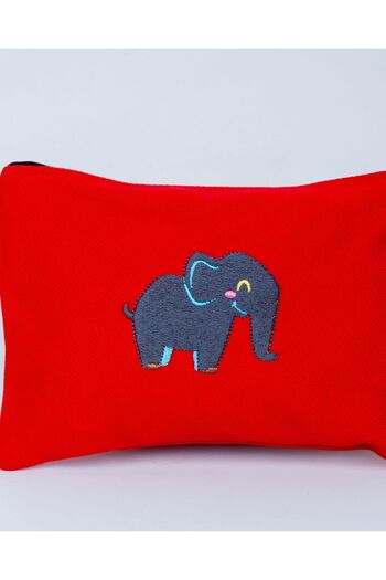Wings Of Simurg Embroidered Boutique-Elephant Hand Wallet - Bag Organizer