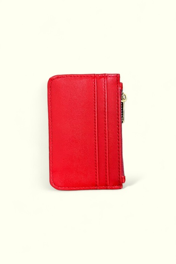 Mevo Red Faux Leather Women's Card Holder