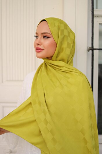 shalby Hijab Silky Cotton Jacquard Σαλιάρα με μοτίβο λαδιού πράσινο