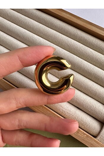 ringbox Gold Bombeli Kıkırdak Küpe Earcuff
