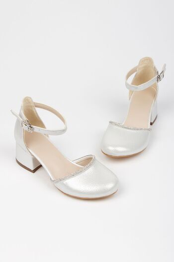 Sare Çocuk Giyim Orthopedic Girl's Heeled Princess - Silver Pearlescent Closed Shoes