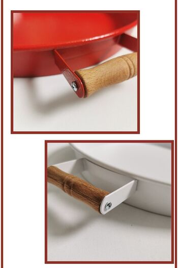 kitchen trend 51 Cm Kırmızı 37 Cm Beyaz 2 Li Metal Yuvarlak Tepsi Sunum Tepsisi Çay Kahve Tepsisi