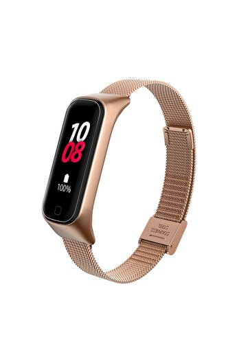 Techmaster Samsung Galaxy Fit 2 R220 Uyumlu Metal Hasır Tokalı Kordon Kayış