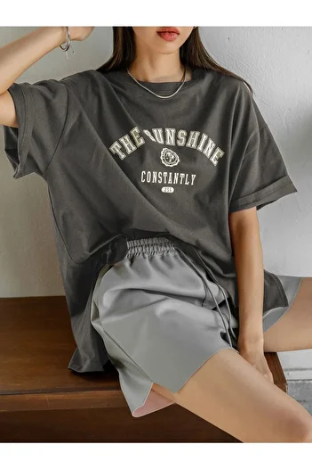 MODARİCH The Sunshine T-shirt - smoked, Printed, Crew Neck, Printed, Short Sleeve, Boyfriend, Loose