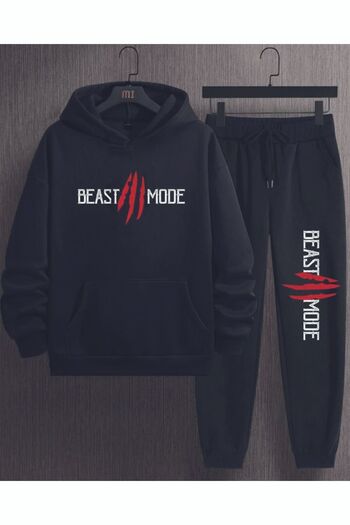 MODARİCH Sweatshirt Sweatpants Jogger - Black Printed Bottom Top Sweatpants Set Hooded