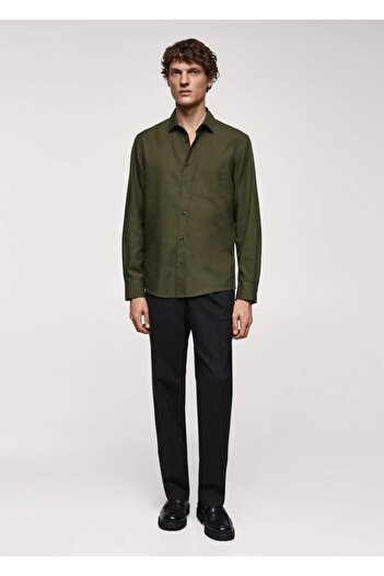 MANGO Man Brushed Cotton Ribbed Shirt