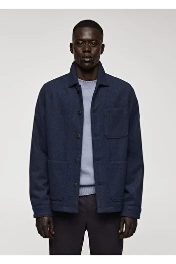 MANGO Man Double Sided Woolen Shirt Jacket - With Pockets