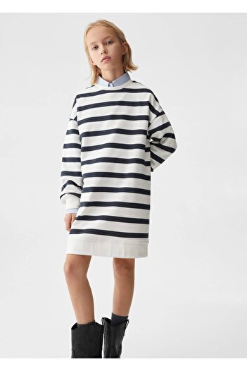 MANGO Kids Çizgili Sweatshirt Elbise