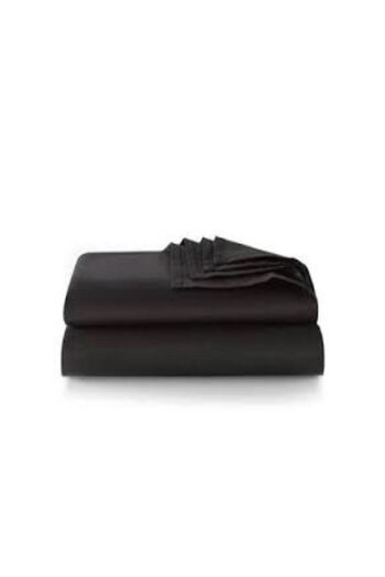 VentiSette Plain Black Elasticless Cotton Fabric Bed Sheet