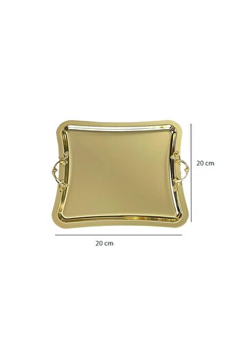 EVSTYLE Kare Gold Sunum Tepsi ( Titanyum Kaplama )- Kavisli Kenar