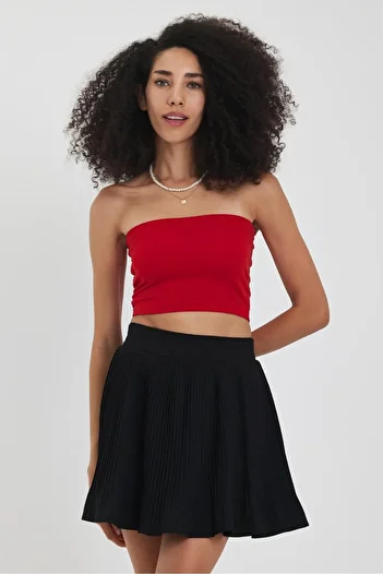 The Base Women's Red Scuba Strapless Crop Top
