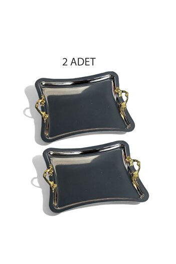 EVSTYLE İKİLİ DİKDÖRTGEN TEPSİ KAVİS KENARL