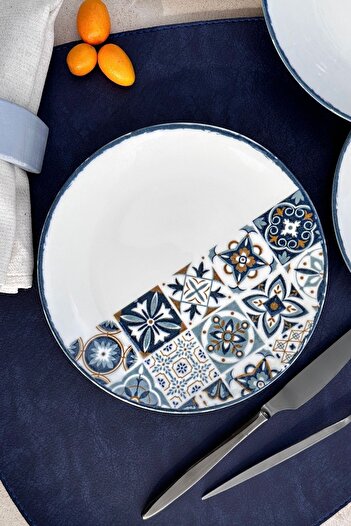 porselenden Leon 6 Kişilik 19 Cm Özel Tasarım Porselen Pasta Takımı Kahvaltılık Sunum Tabağı