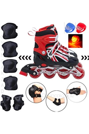 Depomiks Avm Illuminated Adjustable Practice Skating Knee Pad Elbow Pad Protector Extra Set + LED Flashlight Gift