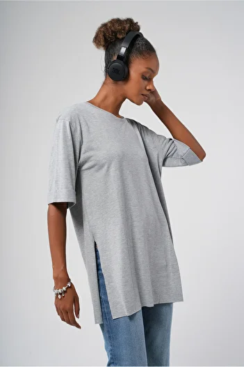 Hopoi Gray Side Slit Women's Tunic