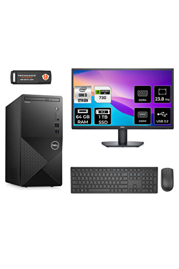 Dell VOSTRO 3910 AEN3910S348 i3 12100 64GB RAM 1TB SSD GT730 4GB 23.8" FDOS MASAÜSTÜ BİLGİSAYAR