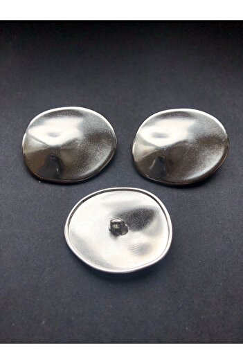 aensia Silver Silver Oval Ellipse Metal Button 54 Sizes - Pack of 3 Buttons
