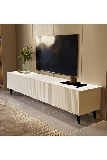 mmluxuryhome Elegance Plus - Modern Çizgi Kapaklı MDF TV Sehpası 160x45x30