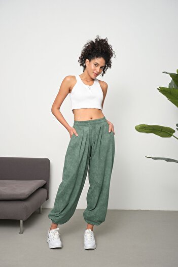 LİVE SPORT Acid Washed Women's Cupra Carrot Leg Shalwar - Pocketed