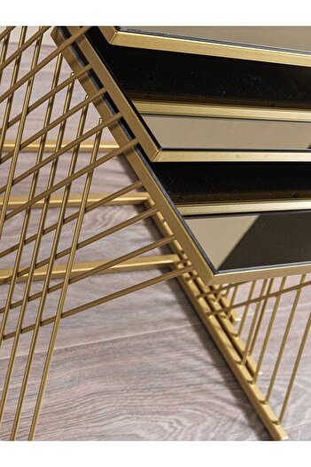 Mobievim Vienna Gold Metal Ayaklı Bronz Aynalı Zigon Sehpa