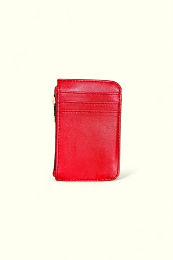 Mevo Red Faux Leather Women's Card Holder