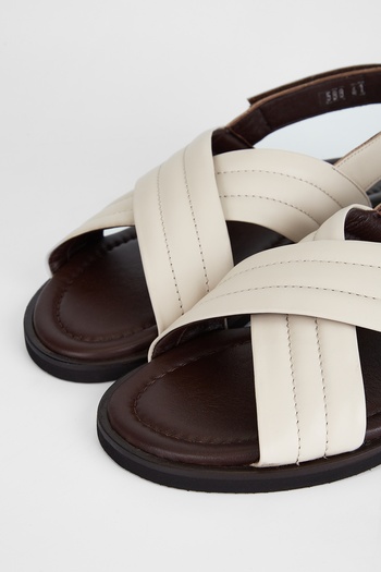 Valmenti Sandals Factory Zeno Men's Off-White Genuine Leather Sandals